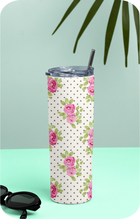 Pink Rose Polka Tumbler Sipper 🌹💖