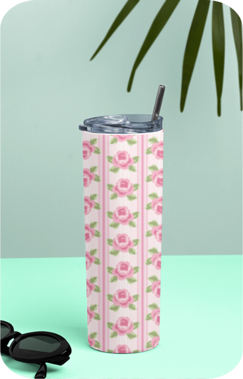 Vertical Rose Tumbler Sipper 🌹💖