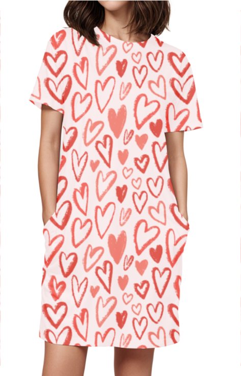 Crayon Hearts T-Shirt Dress 🎨❤️