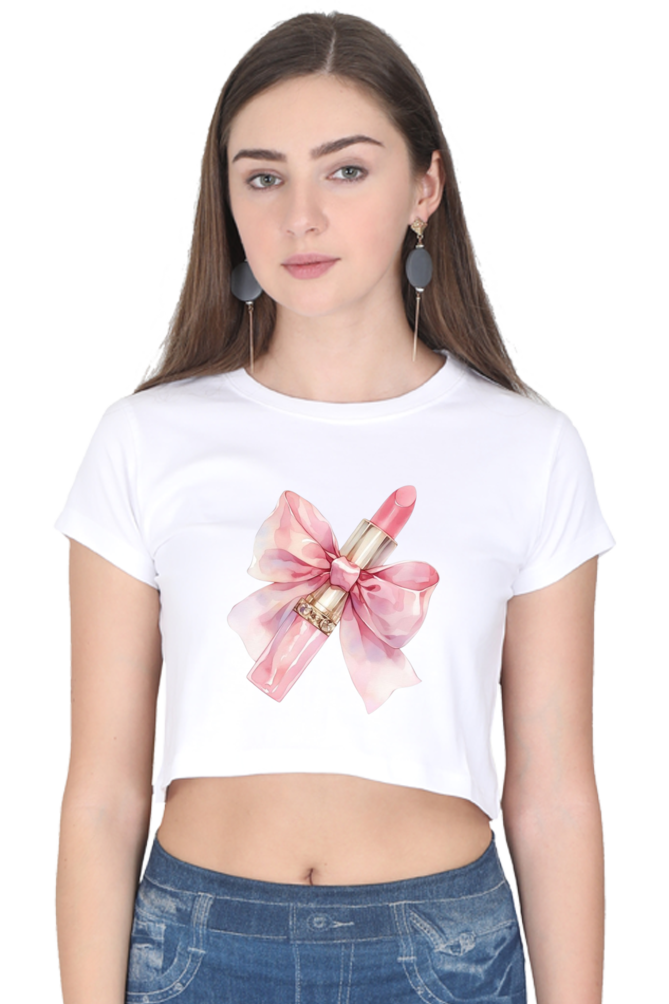 Bow Lipstick Cropped Tee