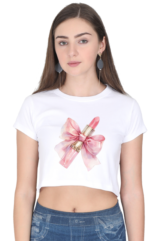 Bow Lipstick Cropped Tee