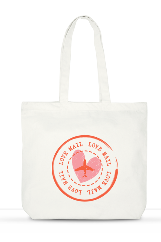 Love Mail Stamp Everyday Large Tote Bag with Zipper 💌💖