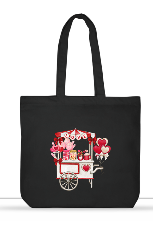 Love Candy Cart Everyday Large Tote Bag with Zipper 🍬💖