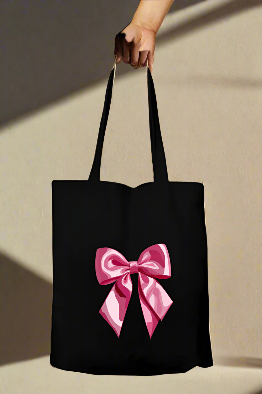 Pink Bow Knot Tote Bag