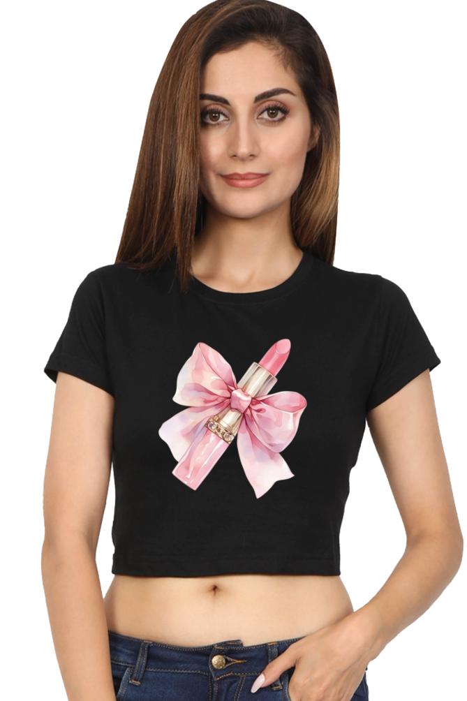 Bow Lipstick Cropped Tee