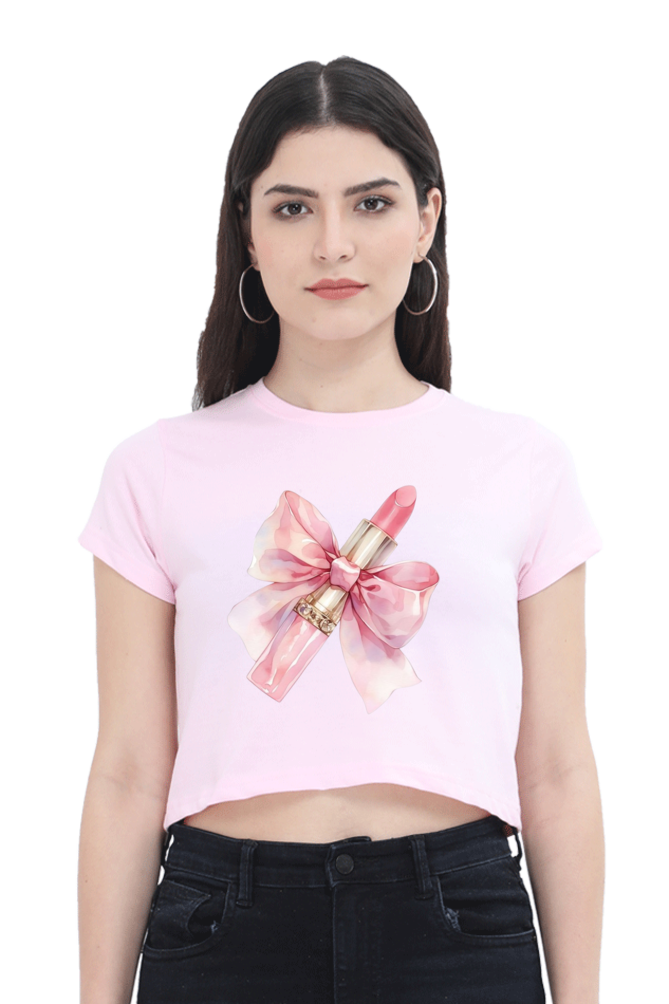 Bow Lipstick Cropped Tee