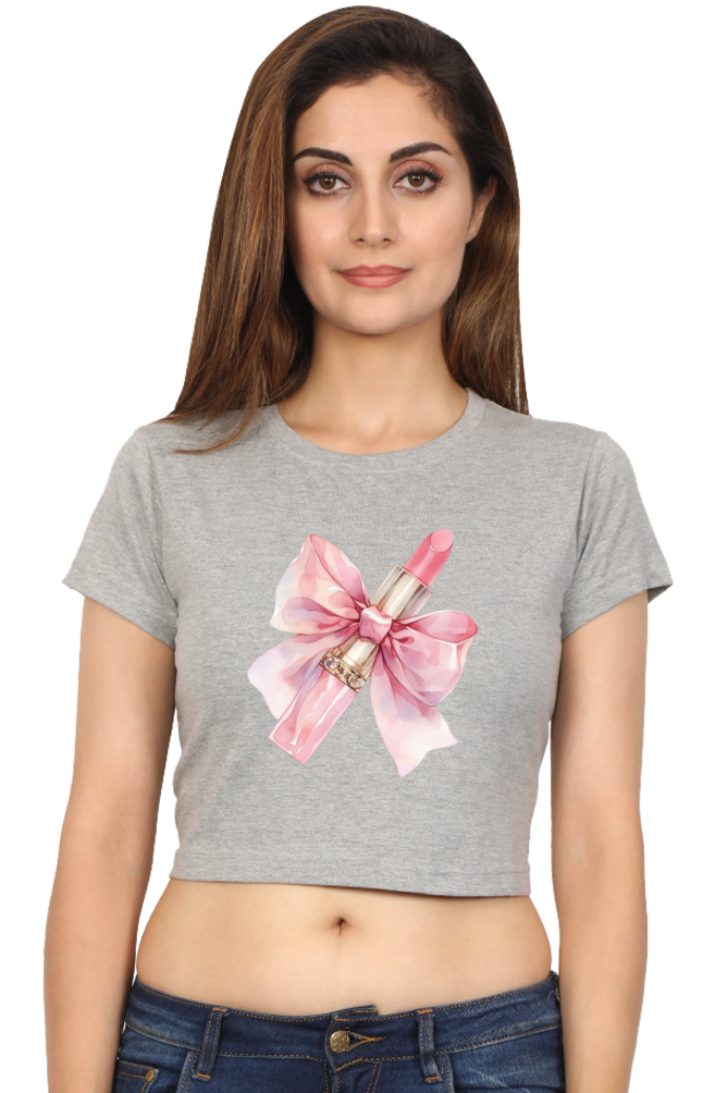 Bow Lipstick Cropped Tee