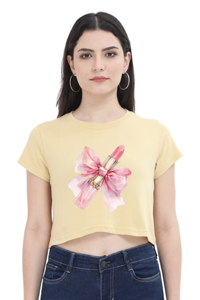 Bow Lipstick Cropped Tee